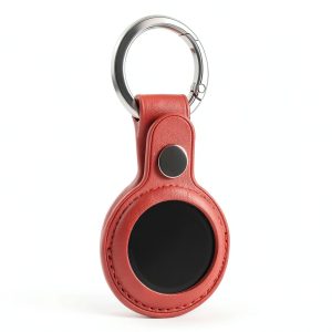 Leather AirTag Case Keychain Protective Cover Brown Navy Red-0