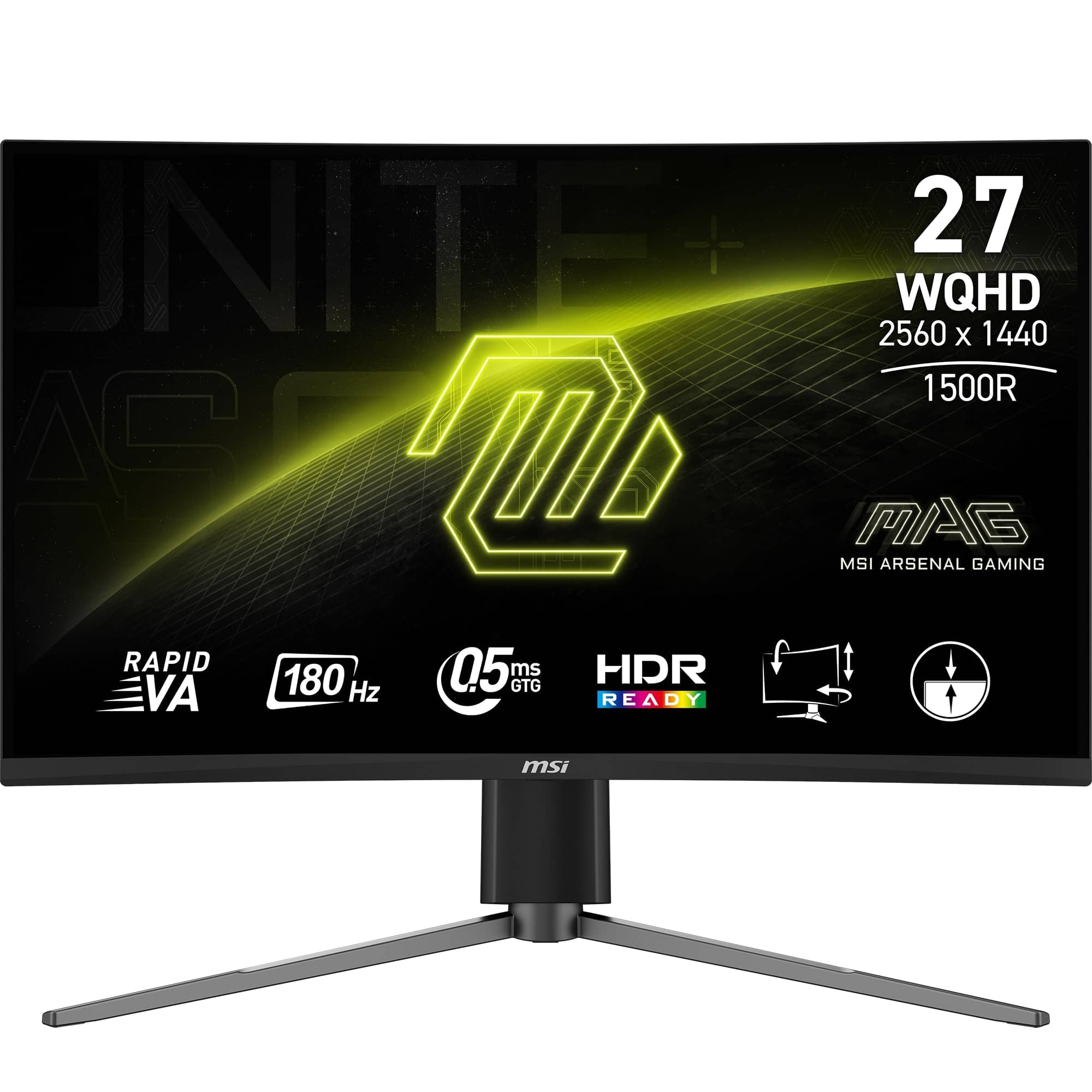 MSI MAG27CQ6PF curved gaming monitor displaying vibrant game graphics