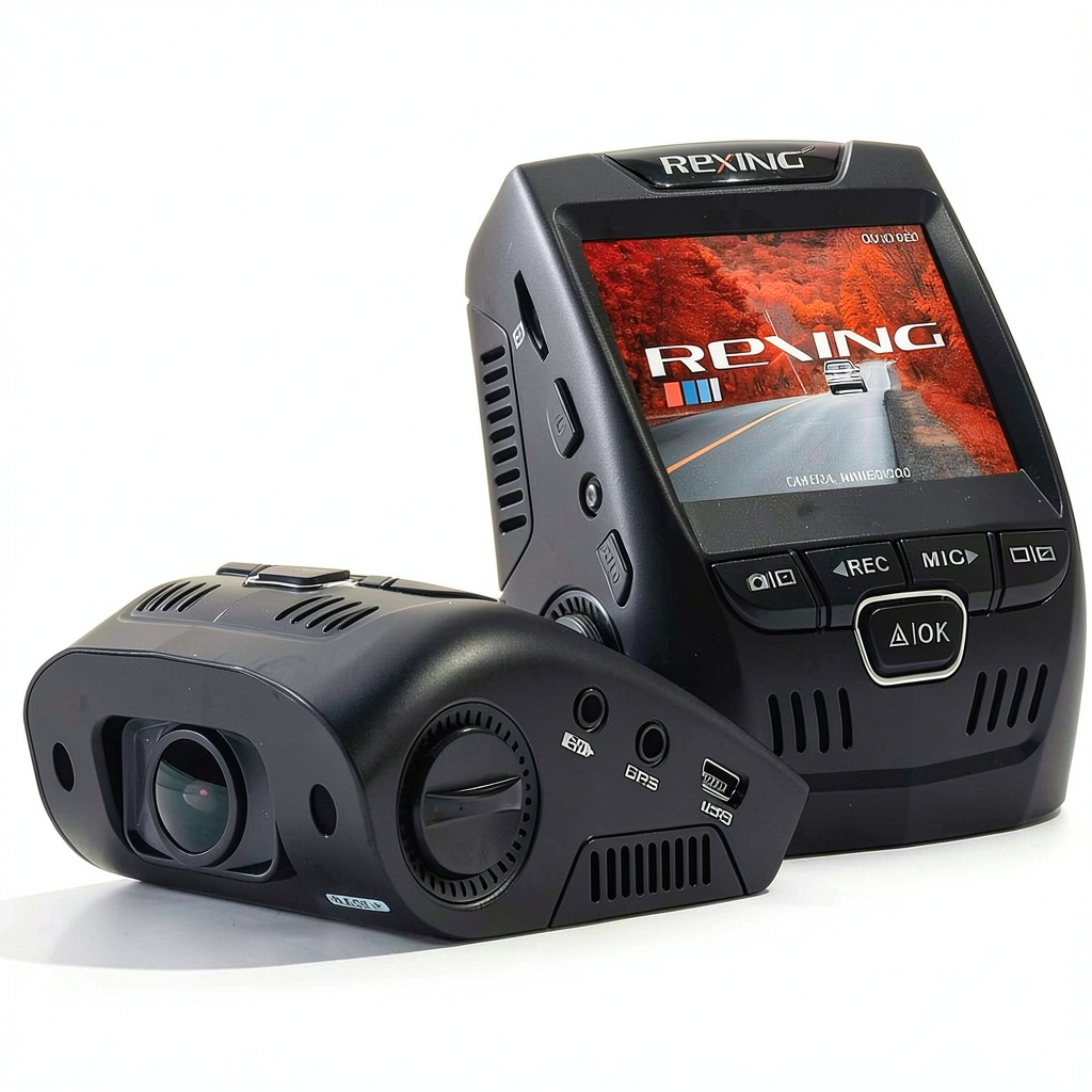 Rexing V1 Basic Dash Cam mounted on windshield with clear road view