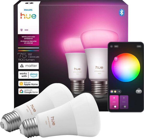 Philips Hue Smart Bulb Color Ambiance A19 E26 Lighting-0