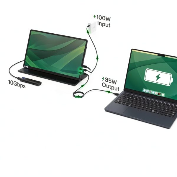 Plugable USB C Portable Monitor Hub 100W Charging Black-4