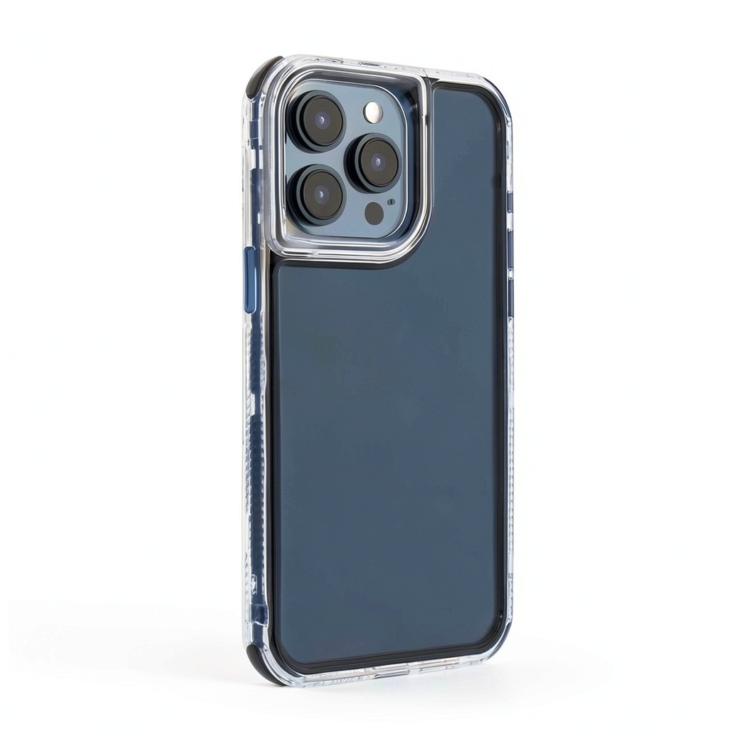 Installing Heavy Duty Shockproof Case Iphone 15 Pro Max Black on a wooden desk